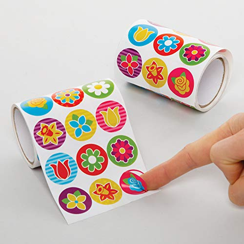 Baker Ross Stickerrollen mit Blumenmotiv, 600 Stück, Aufkleber für Kinder, AX869