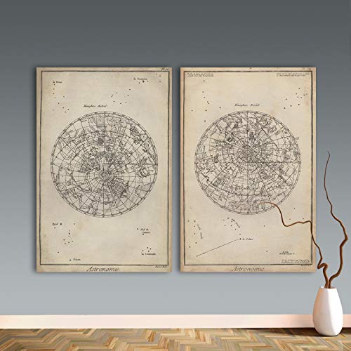 Vintage Plakate und Drucke Große Weltkarte Leinwand Malerei Wandkunst Bilder für Wohnzimmer 60x90cmx2pcs kein Rahmen