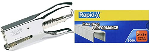 Rapid Classic Grapadora de tenaza + Esselte 24860100 Caja 5000 grapas 24/8+ mm Super Strong galvanizada