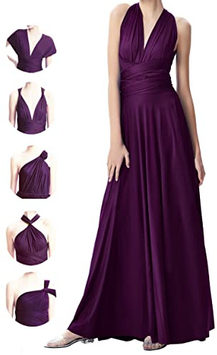 Robe infinie pour demoiselle d'honneur, robe de mariée pour femme, robe ample pour grandes tailles, robe longue maxi convertible multi-usages, Dark Purple, Taille unique