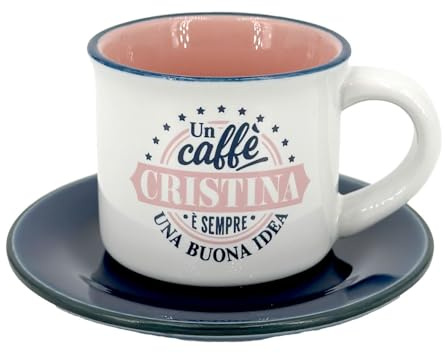 Taza de café personalizada con platillo – Cristina