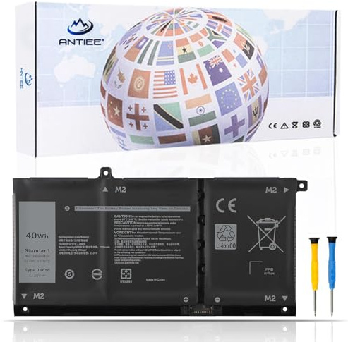 ANTIEE JK6Y6 Batería para DELL Latitude 3410 3510 Vostro 5300 5401 5501 | Inspiron 5300 5301 5401 5402 5408 5409 5501 5502 5508 5509 5400 5406 7405 7300 7306 7500 7506 2-in-1 Silver Laptop 40Wh