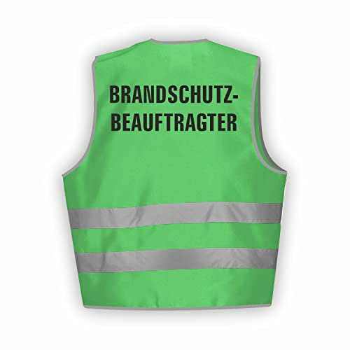 Fassbender-Druck WARNWESTEN - Sicherheitsweste GRÜN Warnweste nach EN ISO 20471 zertifiziert - Warn Weste BRANDSCHUTZBEAUFTRAGTER mit Reflektorstreifen (GRÜN I M/L I 10er Set)