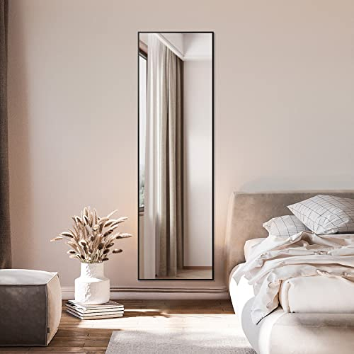 BD-Baode 40x140 cm Standspiegel Schwarz Ganzkörperspiegel, Bodenspiegel, Standspiegel,freistehender Körperspiegel, Groß und Hoch, Aluminiumlegierung Gerahmt für Schlafzimmer, Wohnzimmer, Spindzimmer