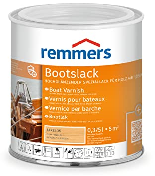 Remmers Bootslack farblos, 0,375 Liter, Hochglänzender Speziallack für Holz, Klarlack, auch für Holzmöbel, Fest- und Bierzeltgarnituren geeignet