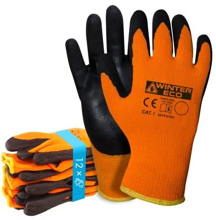 Trevendo isolierte Winterhandschuhe - Winter Eco - Arbeitshandschuhe - Kälteschutz - Thermo - Sicherheitshandschuhe - Montagehandschuhe - kaltes Wetter - vielseitig einsetzbar - 12 Paar - Größe 10