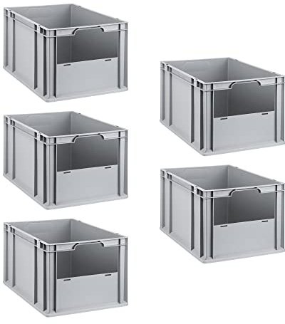 SparSet 5x Eurobox NextGen Insight | HxBxT 32x40x60cm | 65 Liter | Front offen | Eurobehälter, Transportbox, Transportbehälter, Stapelbehälter