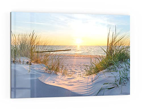 DEQORI Küchenrückwand Glas | Motiv Abendsonne an der Ostsee | 60x40 cm | Bad- oder Herd-Rückwand | Herdblende Spritzschutz für Küche & Badezimmer | Moderne Deko für Fliesenspiegel