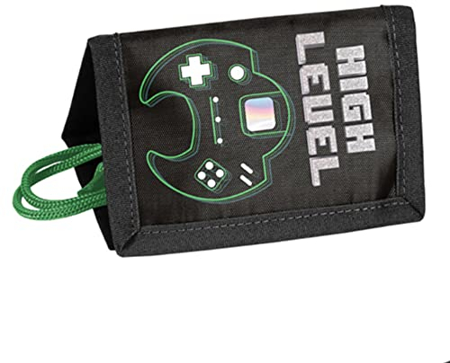 PASO Kinder Portemonnaie - Retro Gaming - Schwarz/Grün - 12 x 8 x 1,5 cm