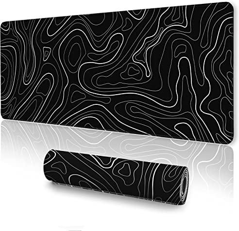 Topographisches Mauspad groß, Gaming-Mauspad, XXL-Mauspad, Tastatur und Mauspad, Schreibtischunterlage, 89,7 x 39,9 cm, minimalistische Kontur für Büro