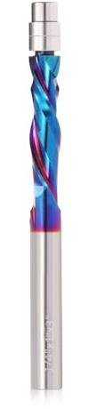 Trvoxviq 1PCS Spiral Router Bit,1/4 Shank UP Down Compression Bit Pattern Flush Trim Bits with Nano Coated, CNC Template Milling Cutter Tool for Wood Trimming, 1 Inch Cutting Length 3 Inch OVL