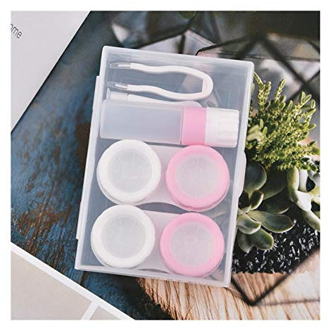 OWLKAY Lens Storage Cases， Contact Lens Cases,Mini Box Container, Two Pairs Easy Carry Contact Lens Care Boxes Unisex Transparent Lens Case Container for Outdoor Travel (Color : D) (Color : B)