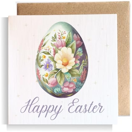 Second Ave - Tarjeta de felicitación cuadrada con diseño de huevo de Pascua para ella