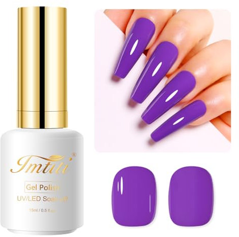 Imtiti Purple Gel Nail Polish - Deep Purple Gel Polish, 15ML Soak Off LED UV Nail Polish, DIY Nail Art Kit by Imtiti