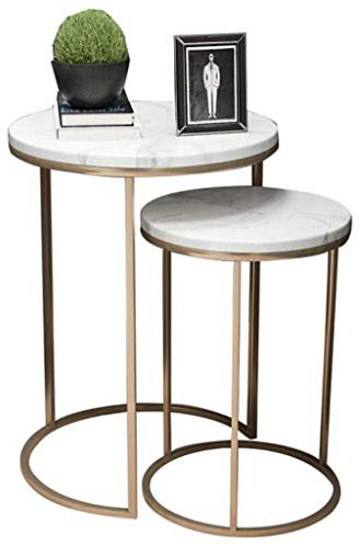 Home Décor Furniture Satztische aus weißem Marmor für Wohnzimmer, Balkon, Zuhause und Büro, Beistelltisch, moderne Möbeldekoration, 40 x 60 cm + 30 x 50 cm, Wohnzimmer oder Lounge Star of Light