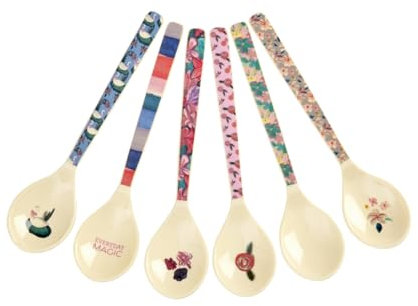 Rice Melamin Latte Löffel 6er-Set - A New York Minute - Bruchsicher Campingeschirr Melamingeschirr Kinderbesteck Dessertlöffel Bruchsicher BPA-fre Länge: 14,5cm