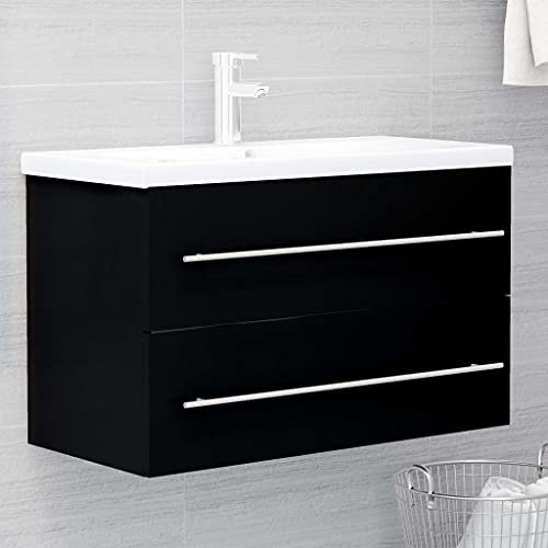 DYRJDJWIDHW lavandino bagno con mobiletto,arredo bagno,Mobile Sottolavabo Nero 80x38,5x48 cm in TruciolatoAdatto per bagni, cucine