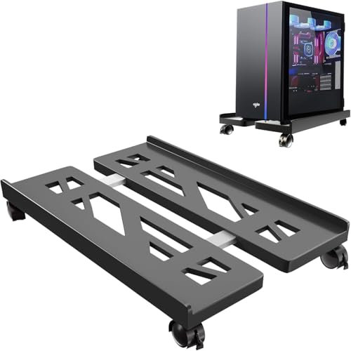 Ruikcoll Soporte de Torre para PC,Soporte Ordenador sobremesa, móvil para CPU, para computadora, Carrito para Debajo del Escritorio Gamer, para Gamers,hogar y Oficina (Negro)