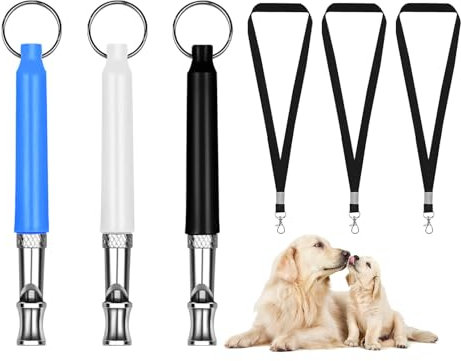 3 Stück Hundepfeife Rütter Rückruf, Hundepfeife Hochfrequenz Lautlos, Metall Hundepfeifen, Einstellbar Erziehungshilfen für Hunde, mit Lanyard für Hören Sie Auf Zu Bellen und Trainieren Sie Ihren Hund