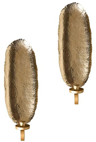 Wand Kerzenhalter 2er Set aus Eisen Gold Elegante Wanddeko Feijo