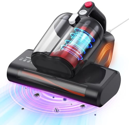 YUFAC Bed Vacuum Cleaner with UV Light, 16Kpa Mattress Vacuum Cleaner, Handheld Dust Mite Vacuum with HEPA Filter, Ultrasound, Heating, Corded Handheld Vacuum for Bed, Sofa, Pet Hair