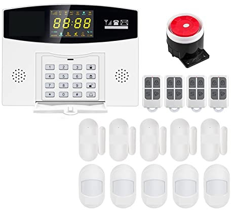 Système de sécurité Domestique Système d'alarme Tuya Smart 4G GSM Alarme antivol 433MHZ Lien de Zone Filaire sans Fil vers caméra IP capteur de Mouvement(W210 Alarm Kit 8)