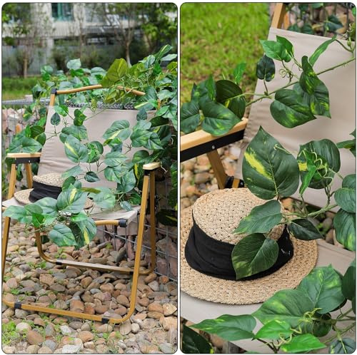 2 piezas 157 pulgadas ignífugo de vides falsas hojas artificiales rústicas en la vid plegable hoja falsa verde guirnalda de seda plantas de ivé para abrigo firme pared colgante jardín al aire libre