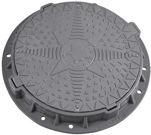 BABYLONPLAST Couvercle de Regard DN600/800 En plastique Couvercle de réservoir de regard Ø600/800 mm Charge maximale 12,5 Tonnes (125 kN) Résistant au gel et à la chaleur Système de sécurité (Gris)