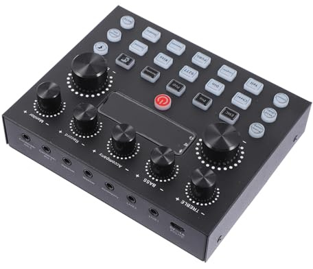 EPIGEIST Carte Son Externe Mixeur De Musique DJ pour Streaming Mobile Et Ordinateur Double Port Microphone Diffusion Live Interactif Éclairage LED Coloré