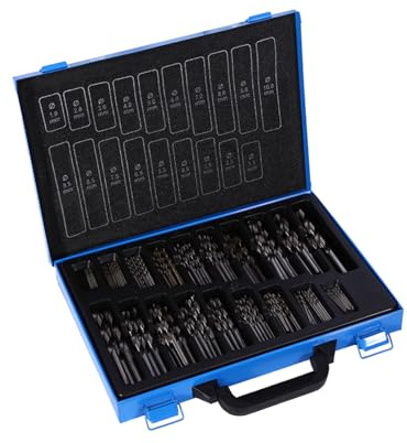Wakects Conjunto de Brocas HSS de 170pcs, Terreno de Precisión Completo con Mango y Estuche de Agarre Cómodo para Uso Versátil, para Perforar Aluminio, Hierro, Madera y Más