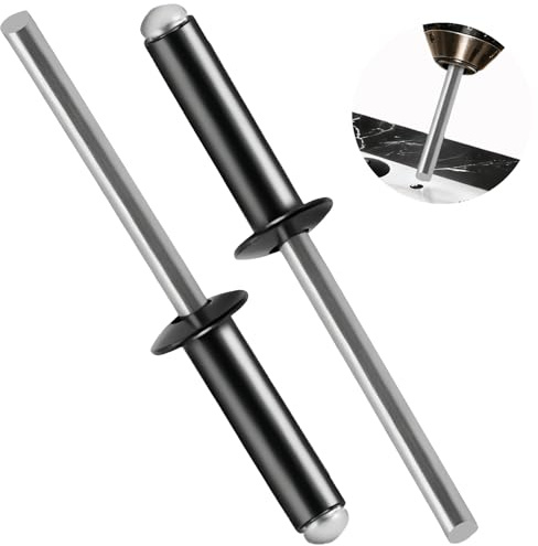 Aihoom 50 Pièces Rivets Aveugles en Aluminium, 4.8mm, Rivets Pop à Tête Large, Rivets à Bout Ouvert, Idéal pour Constructions, Bateaux, Voitures et Meubles, Alliage d'Aluminium (Nior)