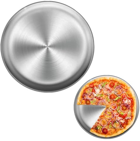 Comebachome Teglia per pizza in acciaio inossidabile, vassoio multifunzionale rotondo in metallo per torte alla frutta, 30 cm, decorazione