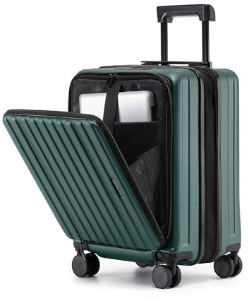 Münicase Reisekoffer M 50 cm, Laptopfach, TSA, Dunkelgrün | Top-Öffnung, Erweiterbar, Kompressionsgurt, Doppelrollen, Außenmaße 50 × 35 × 23 cm