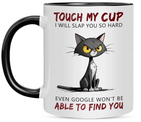 LUMIREX Funny Cat Mug, Hilarious Cat Design Cute Mug with Double-Sided Print, 11oz Ceramic Cat Mugs Coffee Tea Cup Unusual Gifts for Women Men Colleague Friend Birthday Christmas, Black & White