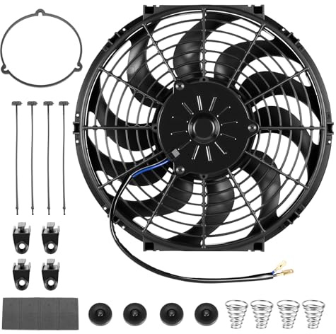BDFHYK 12 Zoll 12V 80W Universal Auto Kühlerlüfter Kühlgebläse Elektrischer Lüfter Motorlüfter Slim mit Montagesatz für Auto KFZ LKW