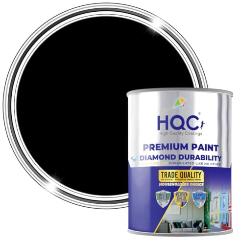 HQC Barn Paint - Black - 1 Litre Quick-Drying Outdoor Furniture & Garden Fence Wood Paint