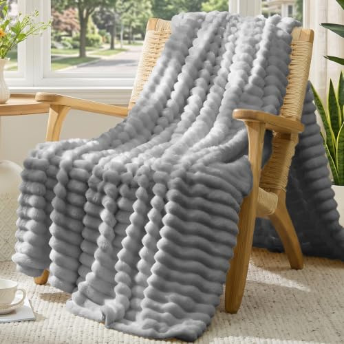 Vielit Kuscheldecke Flauschig,Ultral Weiche Kuscheldecke 220x240 XL-Leichte Atmungsaktiv Wohn- & Kuscheldecken, Tagesdecke & Sofadecke überwurf, Pflegeleicht Cord Decke für Zimmer Deko, Grau