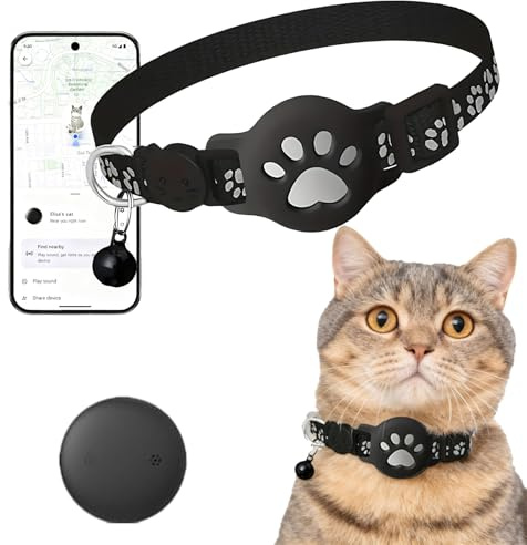 Collier GPS Chat,Collier Chat GPS,Imperméable Et Durable,sans Abonnement Mensuel, Alerte Intelligente Anti-Perte pour Chats D'extérieur (Noir)
