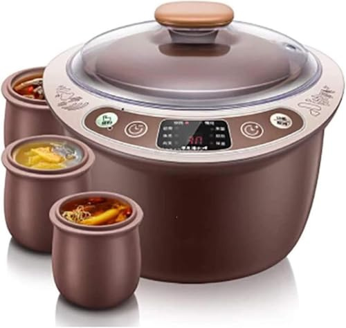 Pentola elettrica a cottura lenta da 2,5 l con orario appuntamento, design sano in argilla viola, ideale per cucina di famiglia, adatta per cottura a vapore e preparazione di zuppe