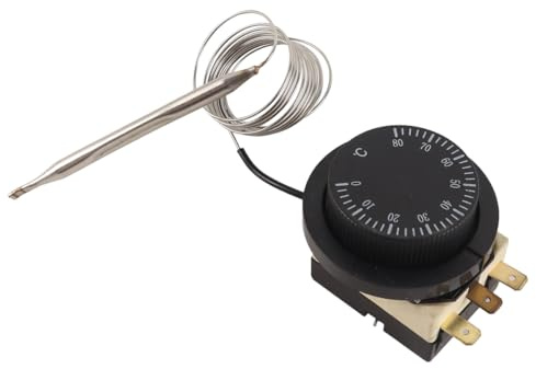 Voyoo Interruttore di regolazione della temperatura, manopola capillare controllata termostato per la regolazione della temperatura 250 V 16 A (0-80 °C)