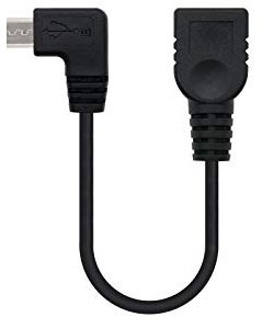 Nano Cable 10.01.3600 - Cable USB 2.0 OTG acodado (On-The-GO), Tipo Micro B/M-A/H, Macho-Hembra, Negro, 15cm