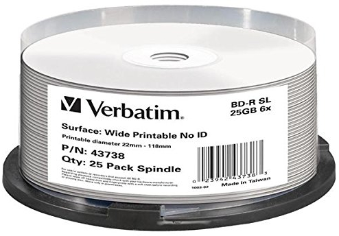Verbatim BD-R SL 25GB 6X Wide Printable 25pk 25GB BD-R 25Stück(e) – Blanko-Disks (BD-R, 120 mm, 25 GB, 6 x, 6 Stück, 25 Stück (S))