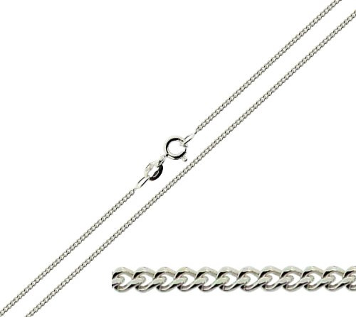 Christopher James of London | Solid 1.1mm 9ct White Gold Diamond Cut Curb Chain | Custom Length | Ideal for Light to Medium Pendants | Luxury Finish | Gift Box Included