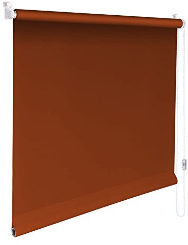 Sonnenschutz-HH - Mini-Rollo Minirollo Klemmfix Klemmrollo Kettenzugrollo Breite x Höhe STOFFMAß 107x140 cm - 107 x 140 cm – TERRACOTTA Sichtschutzrollo Sichtschutz-Rollo Fensterrollo Easy&Fix montiert Seitenzugrollo inkl. Klemmträger/Klemmhalter