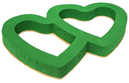 mosy Doppel-Herz, 58 cm, Holzunterl., zum Legen, Steckschaum, Steckmasse, Blumen-Gestecke, Frischblumen, Tisch-Deko Hochzeit