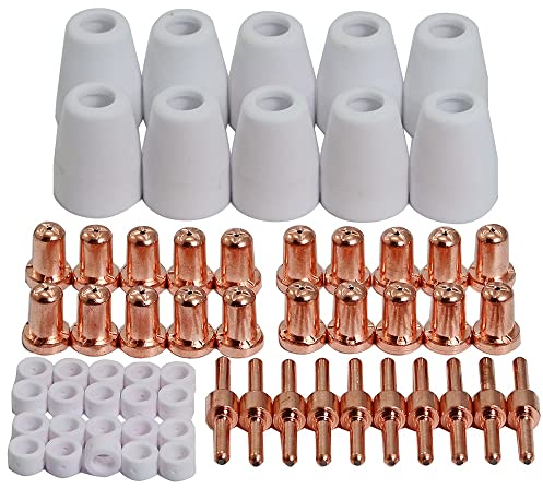 RIVERWELD PT-31 LG-40 JG40 Plasma Cutting Torch Consumables Extended Tips Nozzle 18866L Electrode 18205L Shroud Shield Ceramic Cup 18204 Fit Cut 40 50 CT-312 Plasma Cutter 60pcs