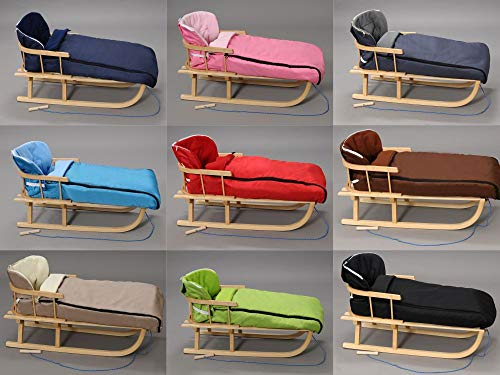 rgvertrieb Holzschlitten mit Rückenlehne und Winterfußsack 108cm | Grau, Klassisch