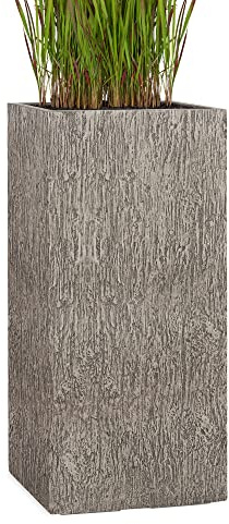 Pflanzwerk® Pflanzkübel Fiberglas Tower Wood Grau 70x33x33cm XXL *Frostbeständig* *UV-Schutz* *Qualitätsware*