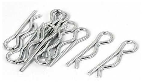 sourcing map Goupille Fendue Ressort 2.5mm x 45mm R-Clip Cotter Pins Silver Tone 10 Pcs