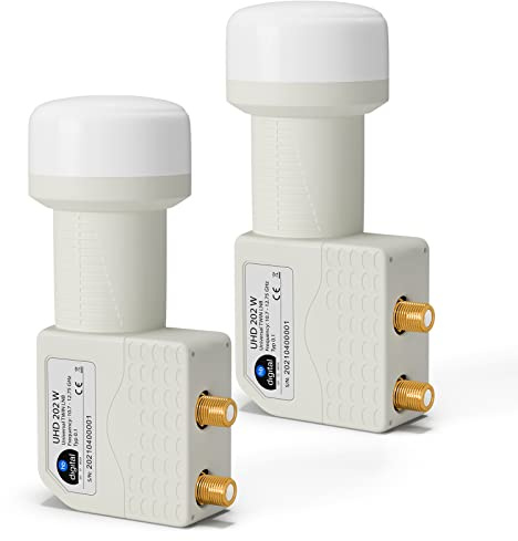 HB-DIGITAL 2 X Twin LNB LNC 2 partecipanti diretti (due pezzi) Full HD TV 3D 4K bianco bianco bianco ■ Contatti dorati ■ Protezione dalle intemperie (estensibile)